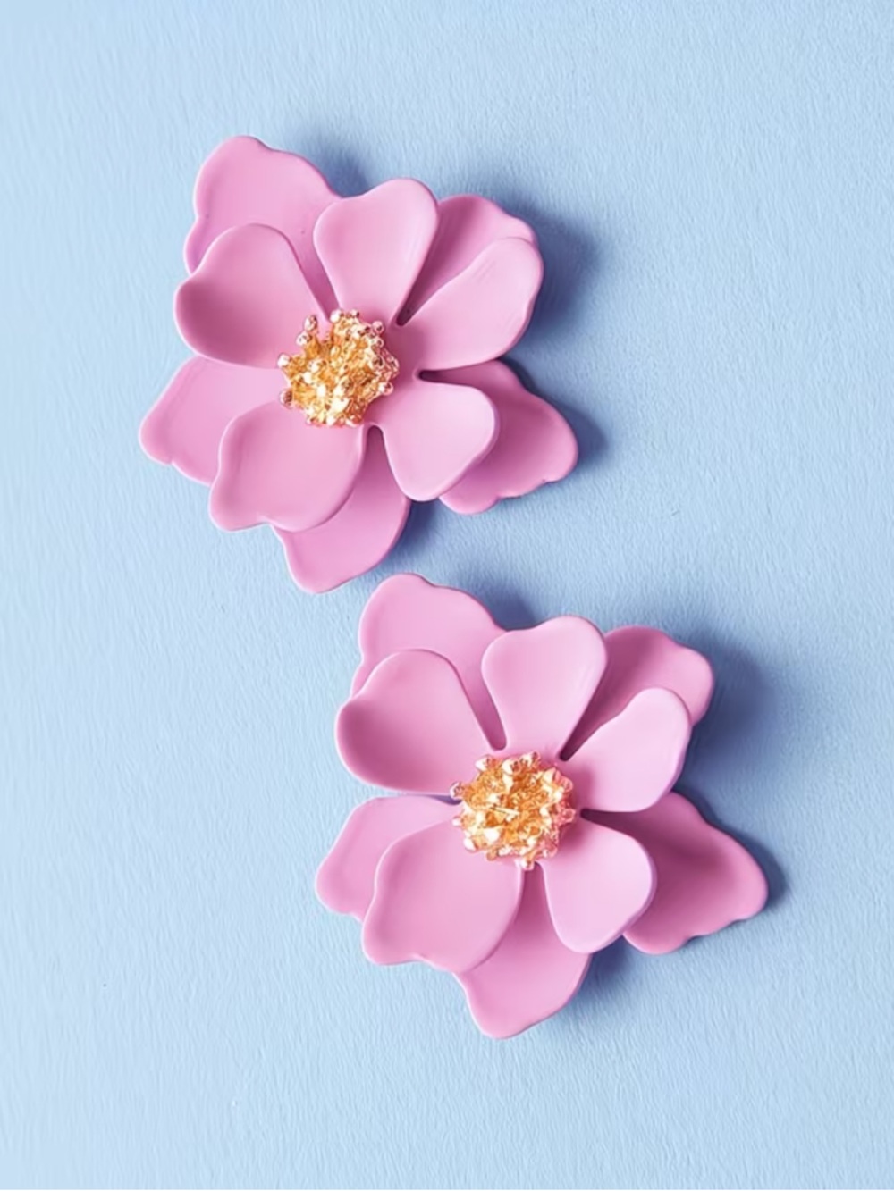 Pink Multi Layer Floral Petal Stud Earrings New